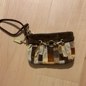 Patchwork Suede Wristlet